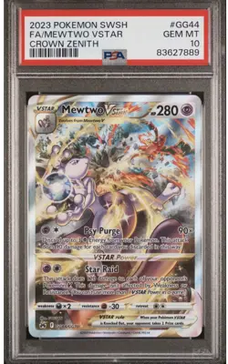 Mewtwo VSTAR GG44/GG70 PSA 10 Gem Mint Crown Zenith: Galarian Gallery Holo - Image 1