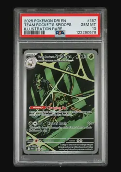 2025 POKEMON DESTINED RIVALS ILLUSTRATION RARE #187 TEAM ROCKET'S SPIDOPS PSA 10 - Image 1