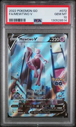 2022 POKEMON GO #072 FULL ART/MEWTWO V PSA 10 - Image 1