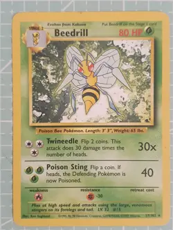 Beedrill 17/102 Rare: Base Set Pokemon Trading Card Game TCG - Image 1