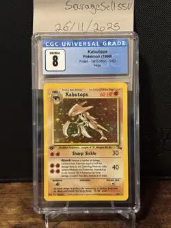 Kabutops 1st Edition Fossil Holo Rare 9/62 Pokemon Card CGC 8 Blue old label tcg - Image 1