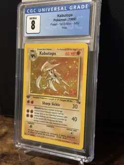Kabutops 1st Edition Fossil Holo Rare 9/62 Pokemon Card CGC 8 Blue old label tcg - Image 2