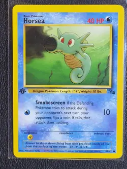 Pokemon TCG Horsea #49 Fossil Set 1st Edition Common Water NM - Image 1