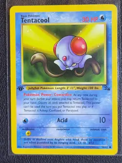 Pokemon TCG Tentacool #56 Fossil Set 1st Edition Common Water NM - Image 1