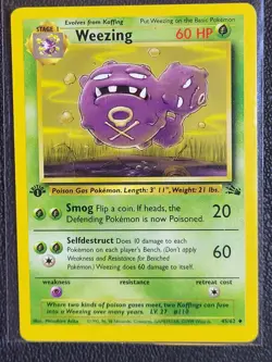 Pokemon TCG Weezing #45 Fossil Set 1st Edition Uncommon Grass NM - Image 1