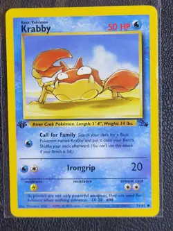 Pokemon TCG Krabby #51 Fossil Set 1st Edition Common Water NM - Image 1