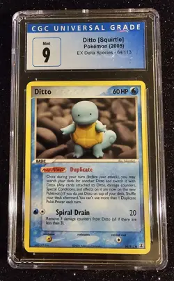 CGC Mint 9 Ditto [Squirtle] Pokemon 2005 EX Delta Species 64/113 - Image 1