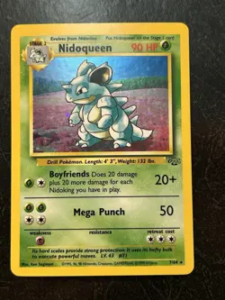 Pokemon Card Nidoqueen Holo Rare LP Jungle Set 7/64 Unlimited Edition - Image 1