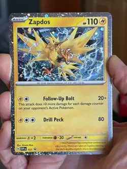 POKEMON ZAPDOS SVP157 PROMO BLACK STAR COSMOS HOLOFOIL WITH SWIRL NM CARD - Image 1
