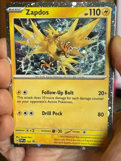 POKEMON ZAPDOS SVP157 PROMO BLACK STAR COSMOS HOLOFOIL WITH SWIRL NM CARD - Image 3