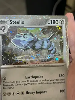 POKEMON STEELIX 125/182 RARE COSMOS HOLO BLEED WITH SWIRL IN BLEED AREA NM CARD - Image 1