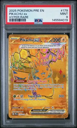 2025 POKEMON PRE EN-PRISMATIC EVOLUTIONS HYPER RARE #179 PIKACHU EX PSA 9 - Image 1