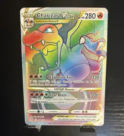 Pokemon TCG Charizard VSTAR Rainbow Secret Rare Card Brilliant Stars 174/172 NM - Image 1