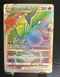 Pokemon TCG Charizard VSTAR Rainbow Secret Rare Card Brilliant Stars 174/172 NM - Image 2