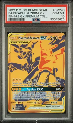 Pikachu & Zekrom GX PSA 10 - SM248 - Gold Tag Team -Premium Collection - Pokemon - Image 1