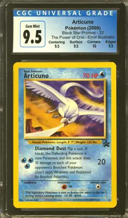Pokemon Black Star Promo Articuno 22 CGC 9.5 subs Gray 10 GEM MINT *375 - Image 1