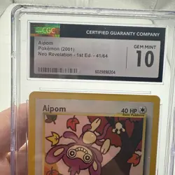 CGC GEM MINT 10 Pokemon Aipom 41/64 2001 Neo Revelation 1st Edition - Image 2