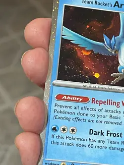 POKEMON TEAM ROCKET'S ARTICUNO 051/182 RARE COSMOS HOLO WITH SWIRL AND BLEED NM - Image 5