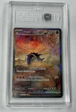 Pokemon Great Tusk ex 246/198 Special Illustration Rare TAG 10 Gem Mint - Image 1