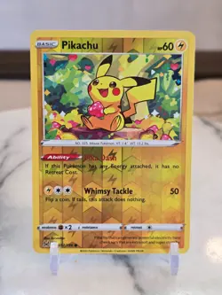Pokemon TCG Pikachu 052/196 Swsh11: Lost Origin Reverse Holo LP - Image 1