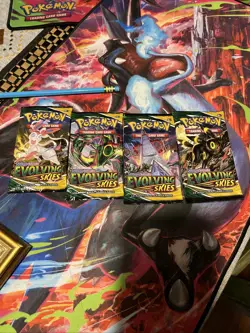 FIRST PRINT RUN!!x4 POKEMON Sword & Shield EVOLVING SKIES SLEEVED BOOSTER PACKS - Image 1