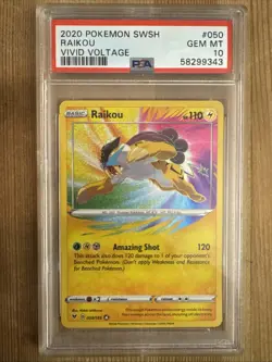 Pokemon 2020 SWSH Vivid Voltage Amazing Rare Raikou 050/185 Graded PSA 10 - Image 1