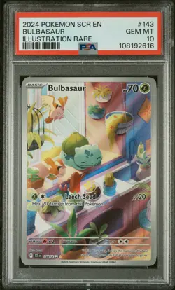 2024 POKEMON SCR EN-STELLAR CROWN ILLUSTRATION RARE #143 BULBASAUR PSA 10 - Image 1