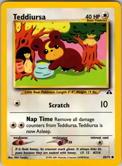 Teddiursa 65/75 Neo Discovery Pokemon TCG NM - Image 1