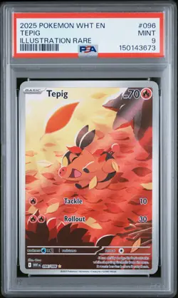 2025 POKEMON WHT EN-WHITE FLARE ILLUSTRATION RARE #096 TEPIG PSA 9 - Image 1