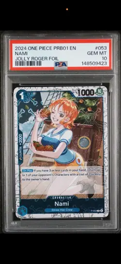 2024 One Piece PRB-01 English Nami Jolly Roger Foil P-053 Promo PSA 10 GEM MINT - Image 1