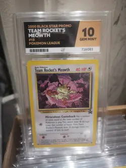 Team Rocket Meowth #18 Pokemon Black Star Promo Card Ace Grade 10 Gem Mint - Image 1
