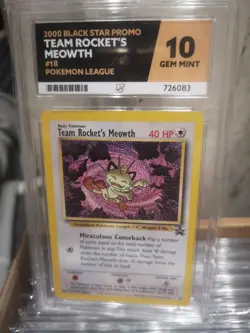 Team Rocket Meowth #18 Pokemon Black Star Promo Card Ace Grade 10 Gem Mint - Image 2