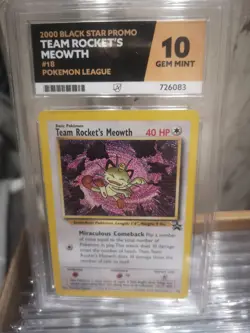 Team Rocket Meowth #18 Pokemon Black Star Promo Card Ace Grade 10 Gem Mint - Image 3