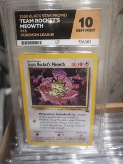 Team Rocket Meowth #18 Pokemon Black Star Promo Card Ace Grade 10 Gem Mint - Image 4