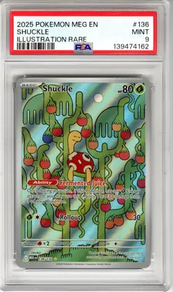 PSA 9 Shuckle #136 2025 Pokemon Mega Evolution Holo Rare Mint Slab Card - Image 1