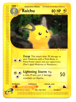 (MP) Raichu 27/144 Non Holo Rare Skyridge Pokemon TCG Card 327a-31 - Image 1