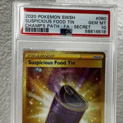2020 POKEMON SWSH CHAMPIONS PATH #080 FULL ART SUSPICIOUS FOOD TIN SECRET PSA 10 - Image 2