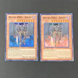 Yugioh TCG - 2x Destiny Hero Dogma - LCGX-EN128 - LP - 1st Ed - Super Rare, 2011 - Image 2