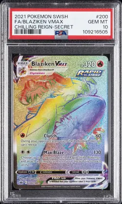 2021 POKEMON SWORD & SHIELD CHILLING REIGN SECRET FULL ART/BLAZIKEN VMAX PSA 10 - Image 1