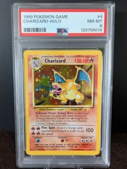 1999 POKEMON TCG Base Set Unlimited #4 CHARIZARD - HOLO PSA 8 NM-MT - Image 3
