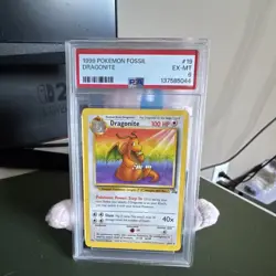 Pokemon Dragonite PSA 6 Fossil 19/62 Unlimited Rare Regular English 1999 - Image 1
