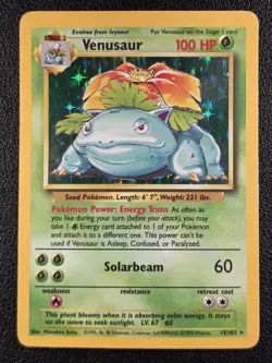 Venusaur Pokemon Holo Rare Base Set #015/102 - LP - Image 1