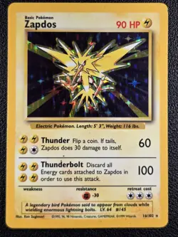 Zapdos Pokemon Holo Rare Base Set #016/10 - LP - Image 1