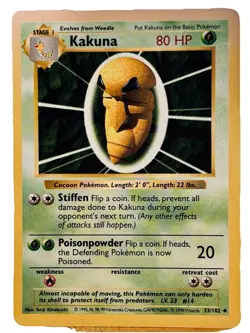 Kakuna Pokemon Card Base Set 33/102) Shadowless Uncommon - Image 1