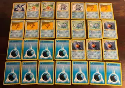VINTAGE SHADOWLESS Pokemon Base Set Collection - Lot of 28 Cards - WATER TYPE - Image 1