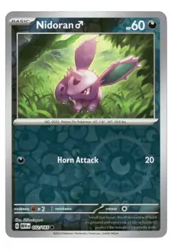 Nidoran Male Reverse Holo NM 032/165 Scarlet & Violet 151 Pokemon Card - Image 1