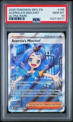 2025 POKEMON MEG EN-MEGA EVOLUTION ULTRA RARE #165 ACEROLA'S MISCHIEF PSA 10 - Image 1