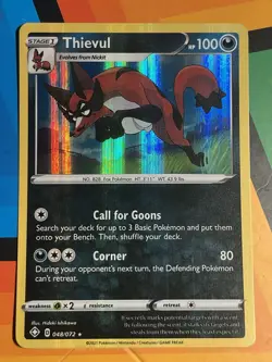 Thievul 048/072 Holographic Rare Shining Fates Pokemon TCG Near Mint - Image 1
