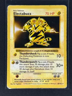 Electabuzz 20/102 Rare Base Set Shadowless Pokemon Damaged - Image 1