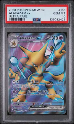 2023 POKEMON MEW EN-151 ULTRA RARE #188 ALAKAZAM EX PSA 10 - Image 1